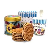 Typisch Hollands Geschenkset Becher und Dose Stroopwafels – Frühlingstulpen