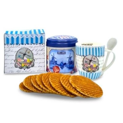Typisch Hollands Gift set Mug and Tin Stroopwafels - Blue Mills