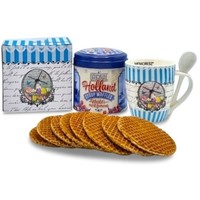 Typisch Hollands Cadeauset Mok en Blik Stroopwafels  - Blauw Molens