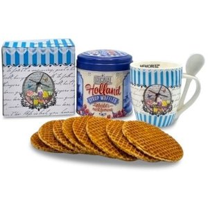 Typisch Hollands Geschenkset Tasse und Dose Stroopwafels - Blue Mills