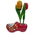 Typisch Hollands Souvenir Clog mit 3 Tulpen - Rot 12 cm