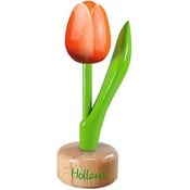 Typisch Hollands Kleine tulp op voet - 8cm - Oranje-Wit