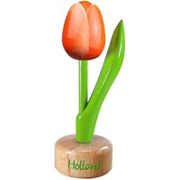 Typisch Hollands Kleine tulp op voet - 8cm - Oranje-Wit