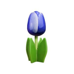 Typisch Hollands Houten tulp op voet 14 cm - blauw