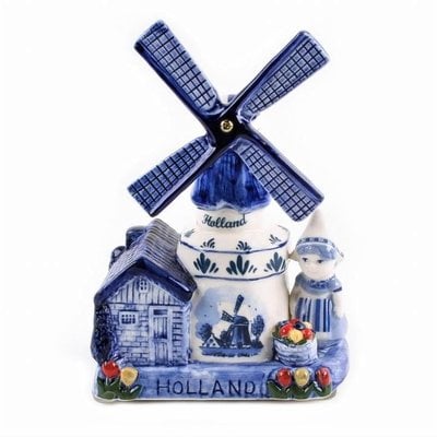 Typisch Hollands Delft blue village mill with music