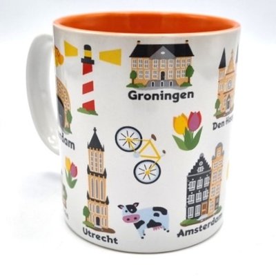 TTD Gifts Large mug in gift box - Holland icons - Big cities .