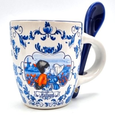 TTD Gifts Espresso mug with spoon - in gift box (Blue-white)