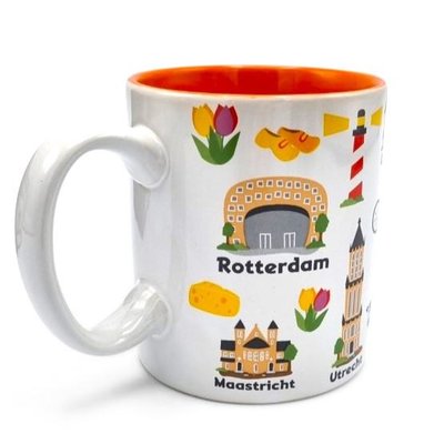 TTD Gifts Large mug in gift box - Holland icons - Big cities .