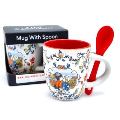 Typisch Hollands Espresso mug with spoon - in gift box (Red)