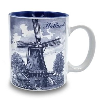 Typisch Hollands Holland koffie-theemok - Molendecoratie - Delfts