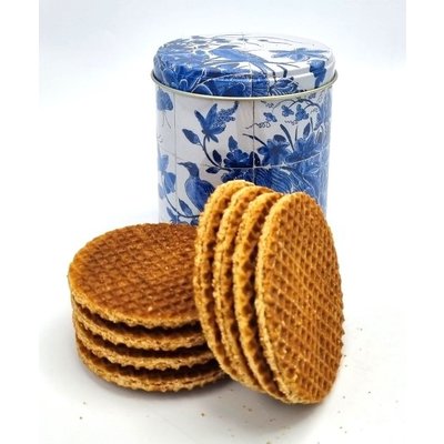 Typisch Hollands Stroopwafels in Delfter Blaudose (Fliesentableau)