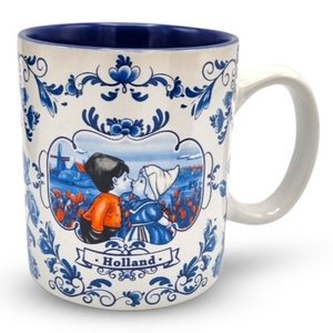 Typisch Hollands Large mug in gift box - Holland - Kiss couple - Blue