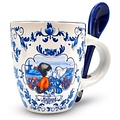 TTD Gifts Espressotasse mit Löffel - in Geschenkbox (Blau-Weiß)