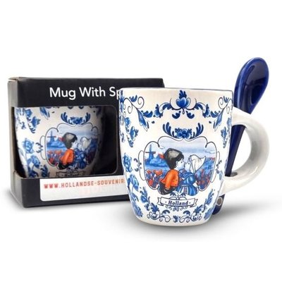 Typisch Hollands Espresso mug with spoon - in gift box (Blue & White)