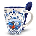 TTD Gifts Mug with spoon - Holland Red-White - Kiss couple - Blue