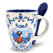 TTD Gifts Mok met lepel - Holland Rood-Wit - Kuspaar - Blauw