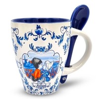 Typisch Hollands Mok met lepel - Holland Rood-Wit - Kuspaar - Blauw