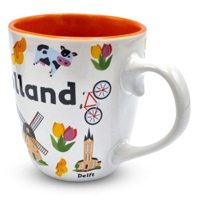 Typisch Hollands Kaffeetasse in Geschenkbox – Holland-Ikonen und große Städte.