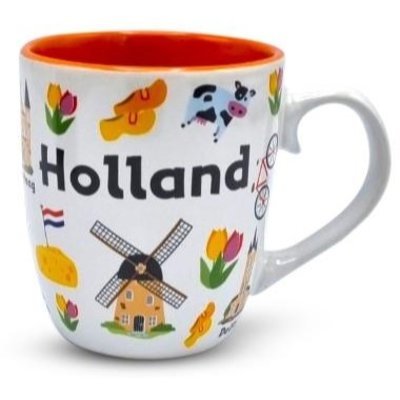 Typisch Hollands Kaffeetasse in Geschenkbox – Holland-Ikonen und große Städte.