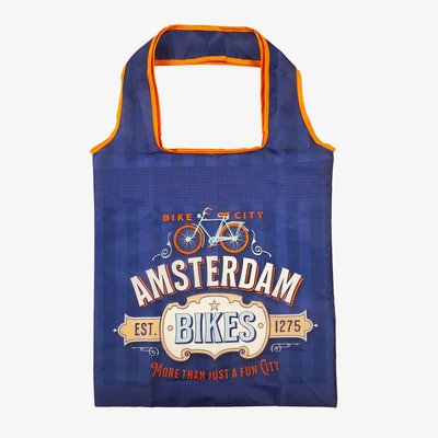 Typisch Hollands Opvouwbaar tasje Amsterdam - Blauw-Bikes