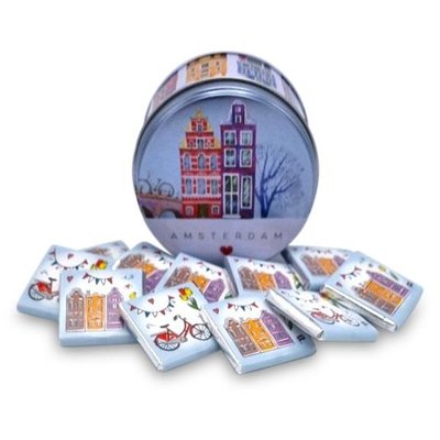 Typisch Hollands Tin gabled houses with chocolate tiles