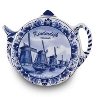 Typisch Hollands Teebeutel - Untertasse - Delft - Windmühlen kinderdijk