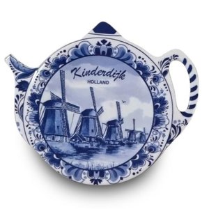 Typisch Hollands Tea bag - Saucer - Delft - Windmills kinderdijk