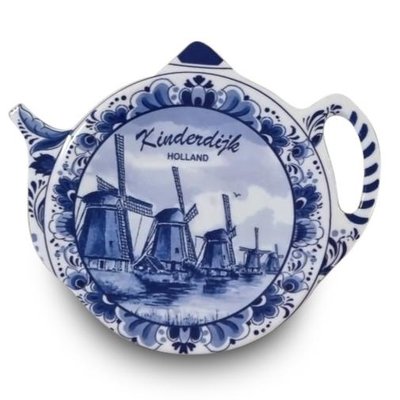 Typisch Hollands Tea bag - Saucer - Delft - Windmills kinderdijk