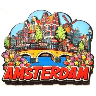 Typisch Hollands Magneet Amsterdam - Cartoon - Grachtengordel