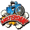 Typisch Hollands Magnet Amsterdam - Pop Art - Fahrrad Amsterdam-Blau
