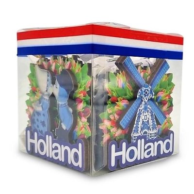 Typisch Hollands Souvenirbox - Magneten en Hollandse hopjes