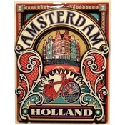 Typisch Hollands Magnet Amsterdam (Wandplatte/Poster) - Rotes Fahrrad