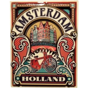 Typisch Hollands Magnet Amsterdam (Wallplate/Poster) - Red bicycle