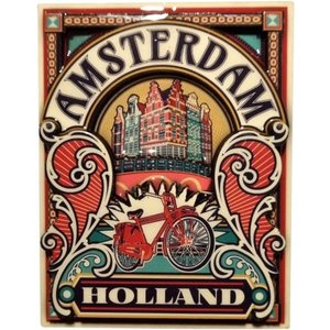 Typisch Hollands Magnet Amsterdam (Wandplatte/Poster) - Rotes Fahrrad