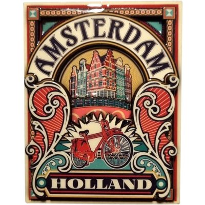 Typisch Hollands Magneet Amsterdam (Wallplate/Poster)  - Rode fiets