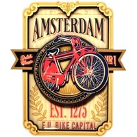 Typisch Hollands Magneet Amsterdam (Wallplate) - Vintage - Rode fiets