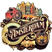 Typisch Hollands Magnet Amsterdam (Ornamente) - Vintage -Windmühlen-Fahrrad-Häuser