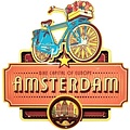 Typisch Hollands Magneet Amsterdam (Holland) - Vintage Fiets - Tulpen