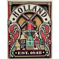 Typisch Hollands Magnet Holland (Wandplatte/Poster) - Rote Windmühle Zaanse Häuser