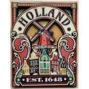 Typisch Hollands Magnet Holland (Wallplate/Poster) - Red windmill Zaanse houses