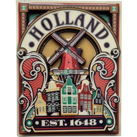 Typisch Hollands Magnet Holland (Wallplate/Poster) - Red windmill Zaanse houses