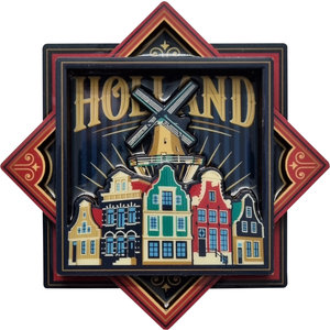 Typisch Hollands Magnet Holland (Octagon) - Weinlese - Mühlen-Zaan Häuser