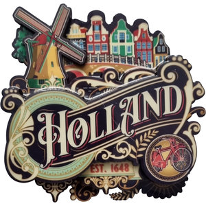 Typisch Hollands Magneet Holland (Ornaments) - Vintage -Molen en Huisjes