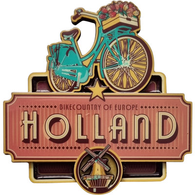 Typisch Hollands Magneet Holland - Vintage Fiets - Tulpen