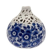 Heinen Delftware Delfts blauwe Bloem-bol-vaas -Ø 10cm