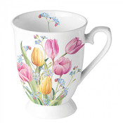Typisch Hollands Mug on foot - Porcelain - Dutch tulip bouquet