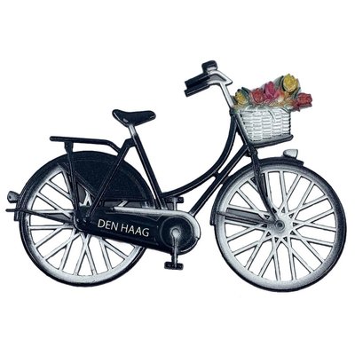 Typisch Hollands Magneet  fiets zwart Den Haag