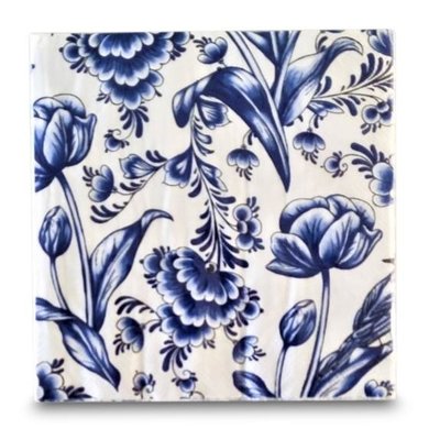 TTD Gifts Servetten Delfts blauw Holland - Bloemmotief