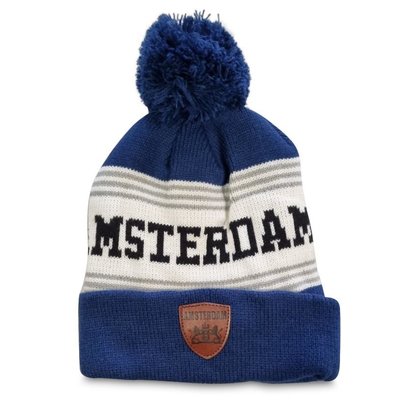 Typisch Hollands Short Hat Amsterdam with Bol (fleece lined) Blue