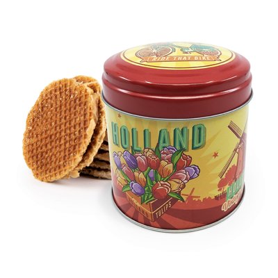 Typisch Hollands Stroopwafels in einer holländischen Backform im Retro-Stil